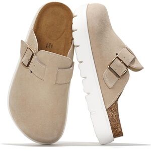 Project Cloud 100% Genuine Leather Benton Chunky Clogs Slip-On Shoes